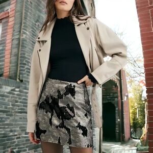 FREE PEOPLE Camo Skinny Sequin Mini Skirt